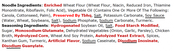 backpacking food label noodles