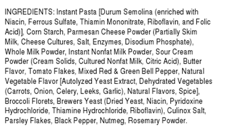 backpacking food label