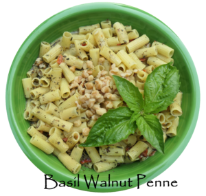 basil walnut penne by Outdoor Herbivore