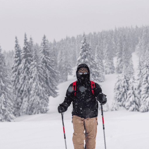 Backpacking in a winter snowstorm